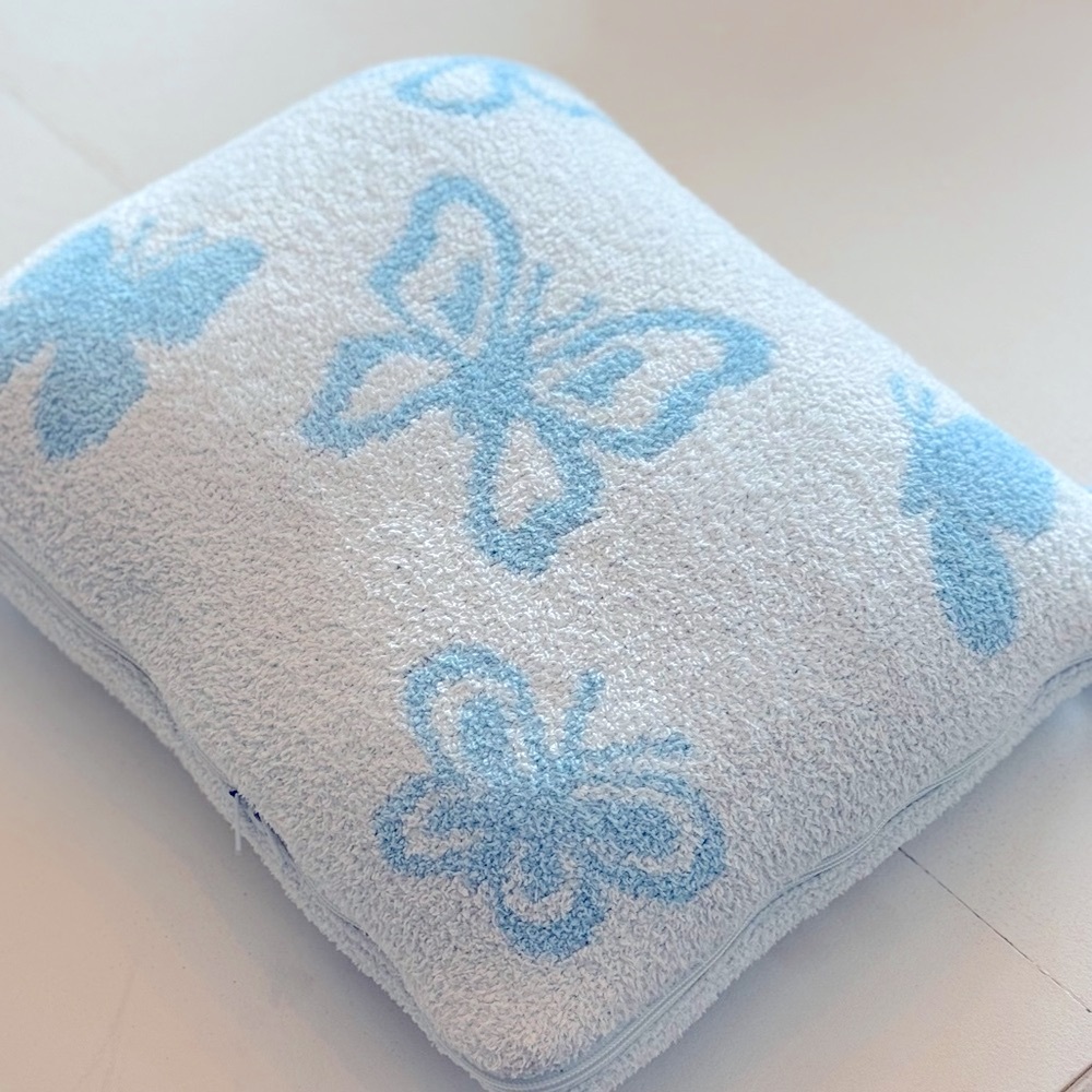 Krista Horton X Staykation Blue Butterfly quillow with wristlet handle